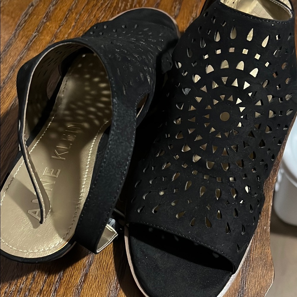 Anne Klein Black Cutout Sandals
